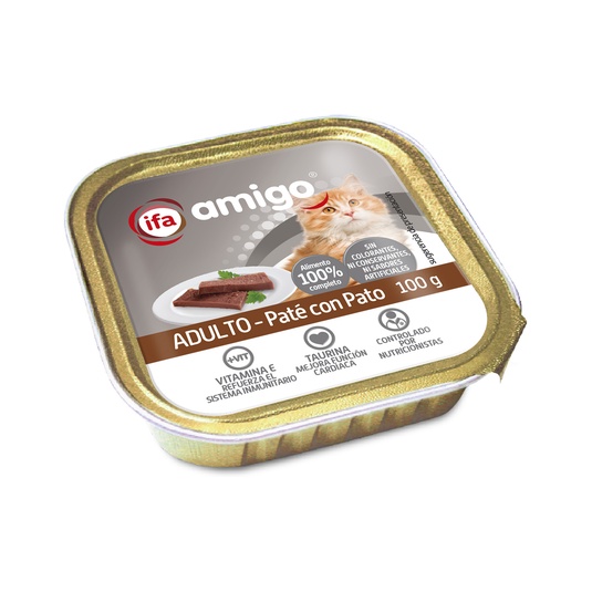 Tarrina de Paté de Pato para Gatos Amigo 100 g