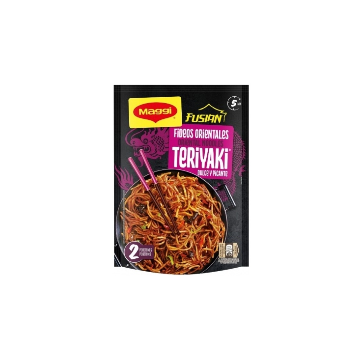 Pasta oriental teriyaki dulce y picante