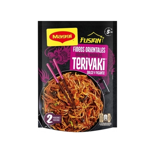 Pasta oriental teriyaki dulce y picante