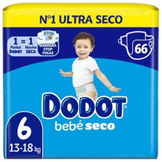 Pañales bebé seco Talla 6 - 66 uds