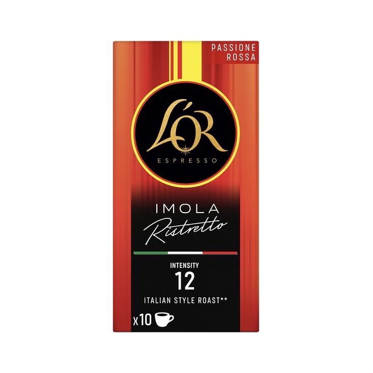 Café ristretto Imola Passione Rossa tostado estilo italiano