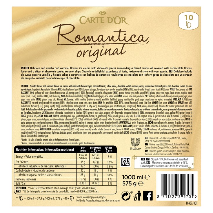Tarta Romántica sabor caramelo - Carte D'Or - 1l