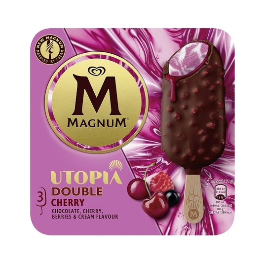 Helado Double Cherry Utopía de chocolate,3uds 255ml