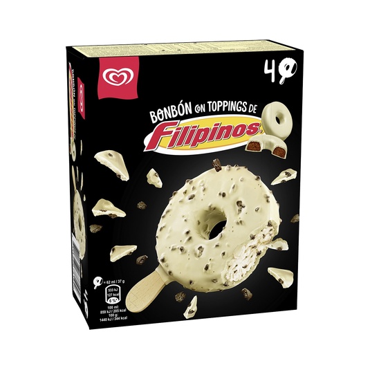 Bombón helado con toppinngs de filipinos 4 unidades