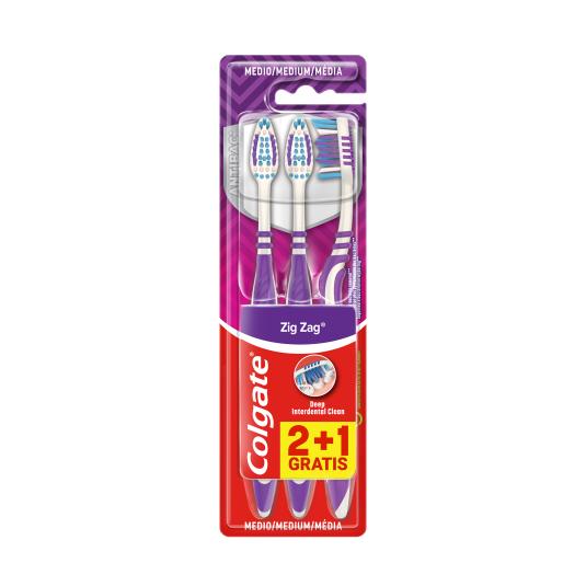 Cepillo de dientes medio Zig-Zag 3 uds