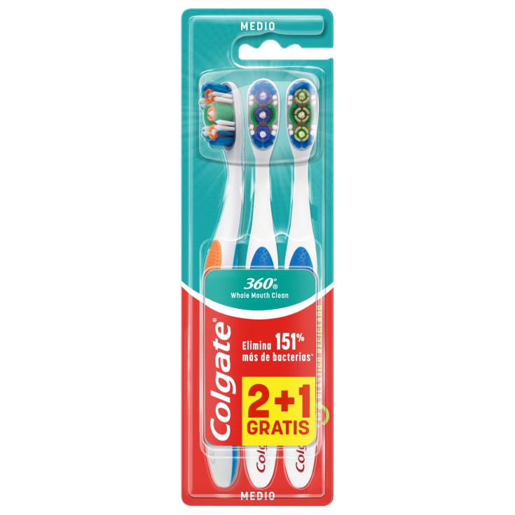 Cepillo de dientes 360º medio Colgate - 3 uds