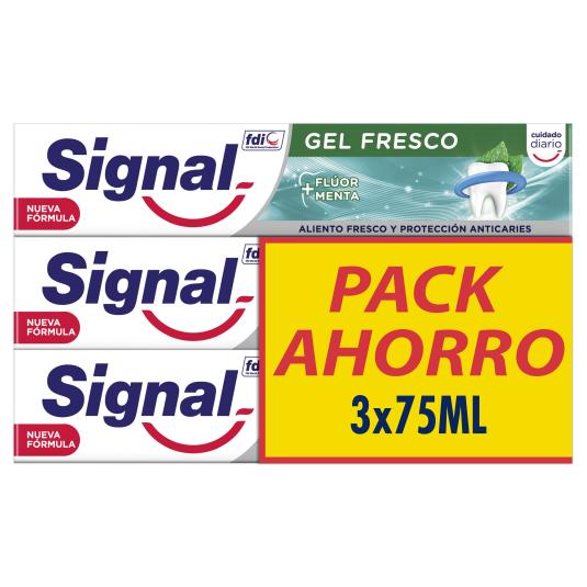 Pasta de dientes gel fresco Signal . 3x75ml